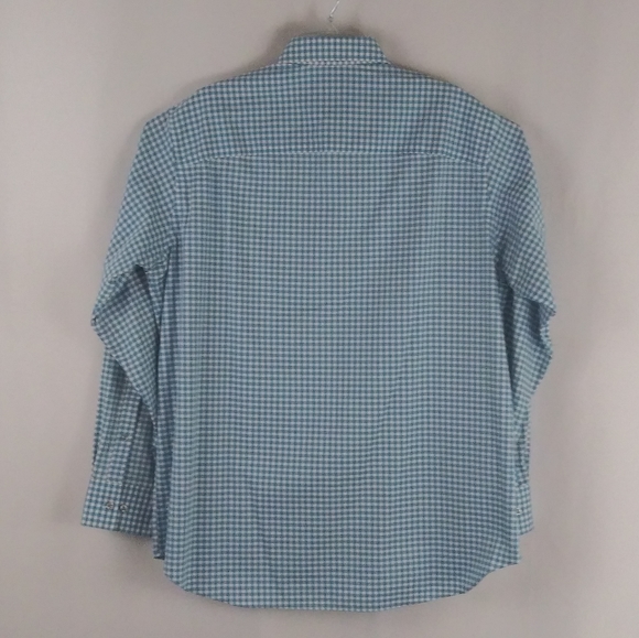 Kenneth Cole blue checker button shirt men size L - Picture 2 of 4